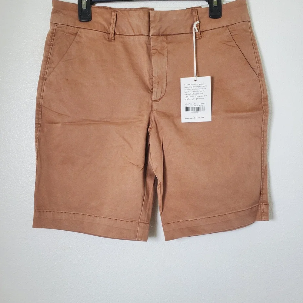 Bohme NWT Mauve Rose Cotton Chino Bermuda Shorts Size 30 Women's Terracotta